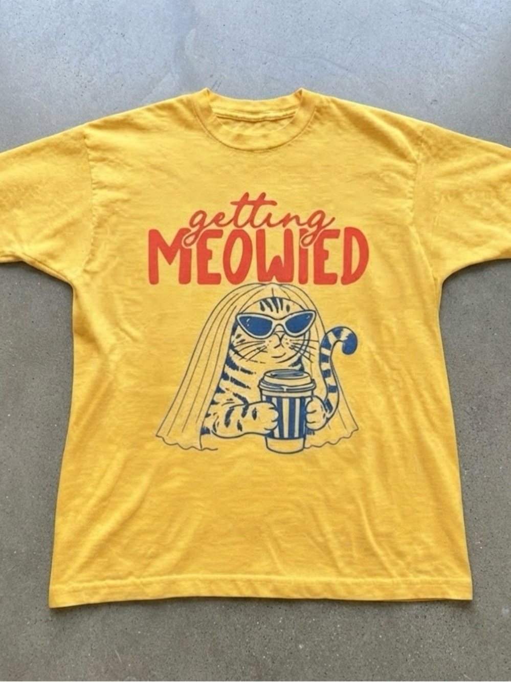 Getting Meowied Bridal Cat Graphic Cotton Gildan T-Shirt